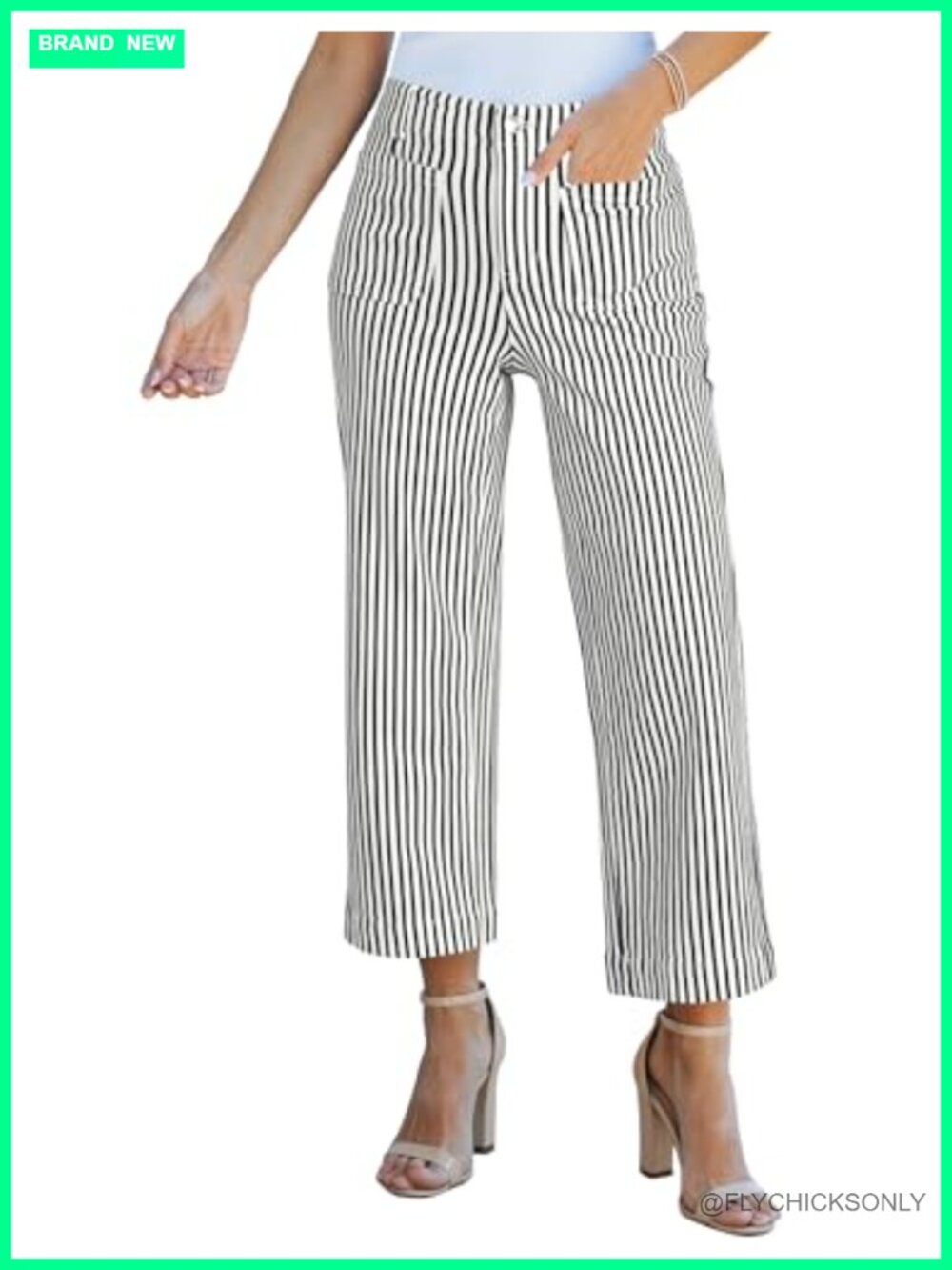 High Waisted Cropped Wide Leg Stretch Jeans
